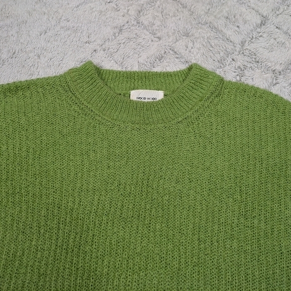 Wood Wood Sweater Women's S Green Light Tilda Mohair Knitted Boxy Rib Neck  - Picture 2 of 9